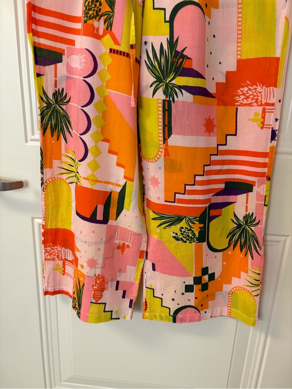 Haute Hippie Pink, Orange & Yellow Abstract Print Wide-Leg Pants SZ S - Picture 3 of 12